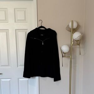 Black Quarter-Zip Knit Sweater